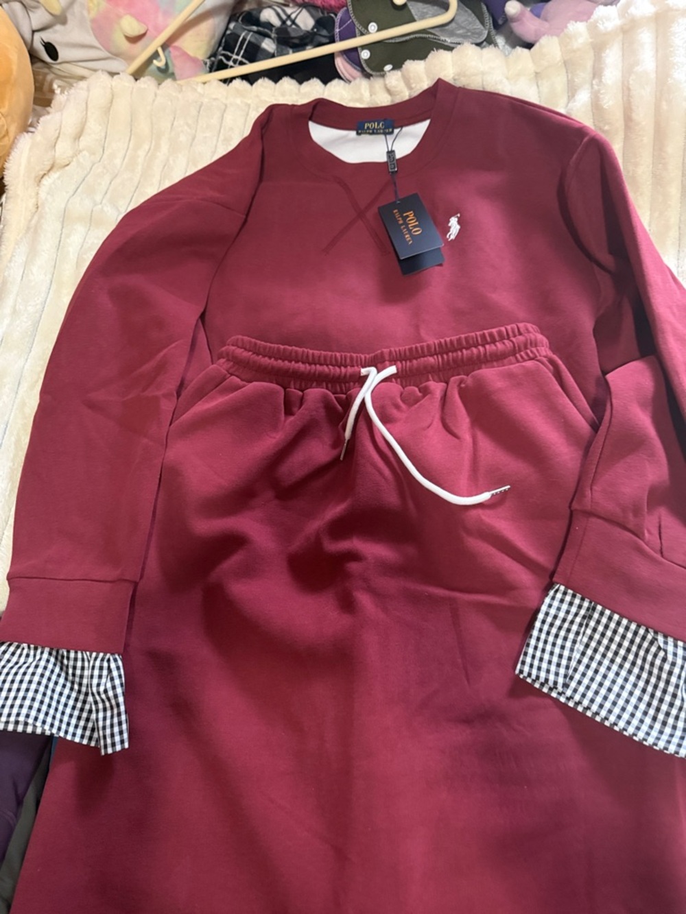 Ralph Lauren Burgundy Crewneck Sweatshirt with Pony Logo